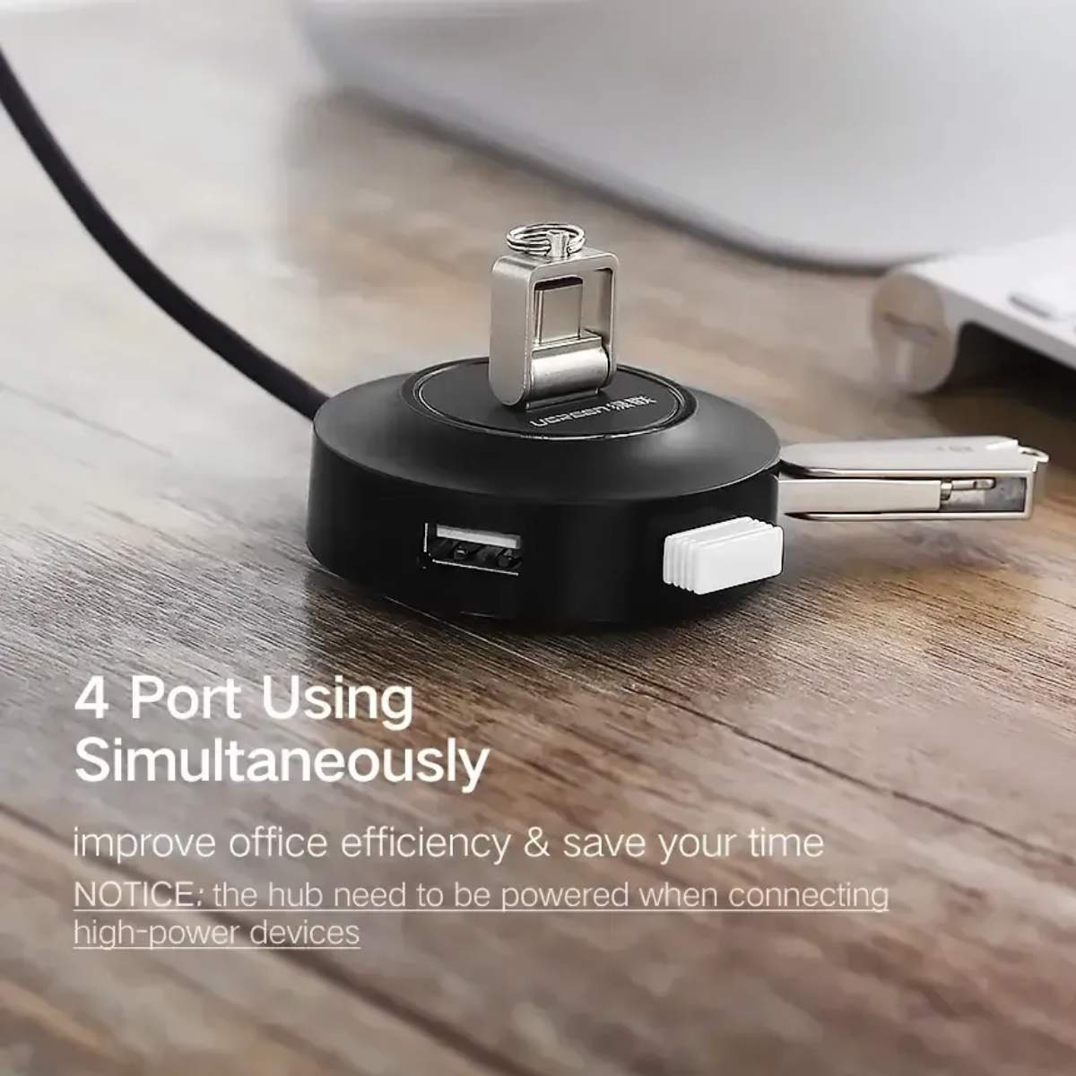 Bộ chia 4 cổng USB 2.0 50cm Ugreen 30254 CR106 tốc độ 480 Mbps, đèn LED báo hiệu