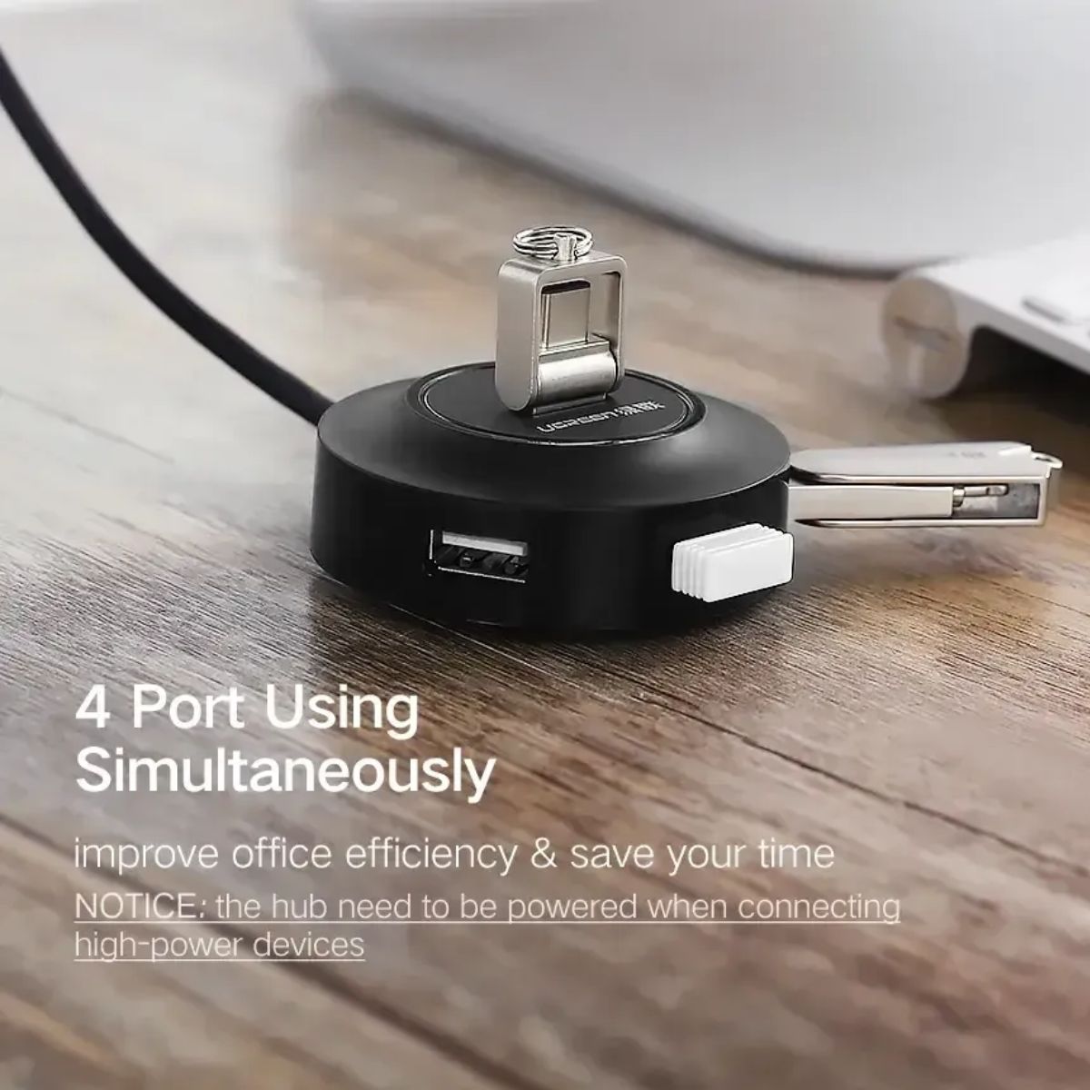 Bộ chia Hub 4 cổng USB 2.0 dây 1m Ugreen 20295 CR106, hỗ trợ 127 thiết bị, 480 Mbps
