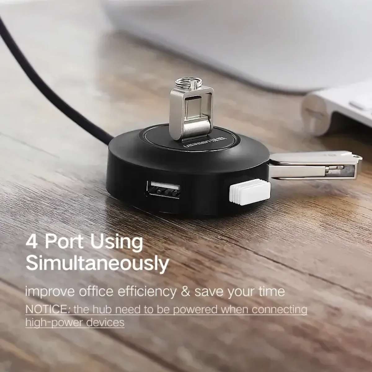 Bộ chia USB 4 cổng USB 2.0 2m Ugreen 30367 CR106 tốc độ truyền 480 Mbps, tương thích ngược USB 1.1, LED