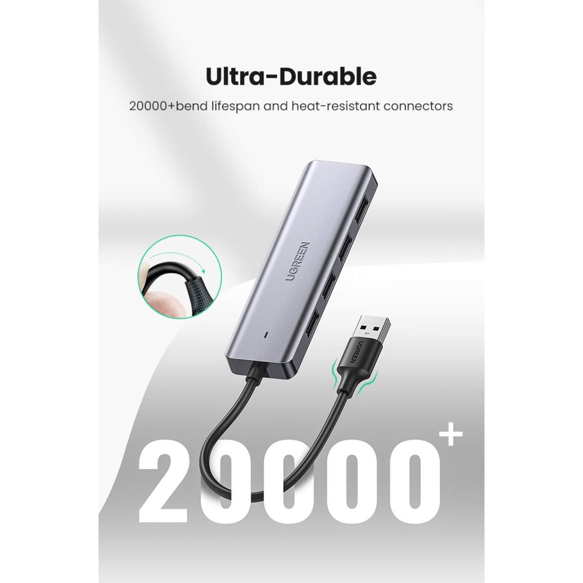 Bộ chia USB 4 cổng 15cm Ugreen 50985 CM219 USB-A to 4*USB 3.0, tốc độ truyền 5Gbps