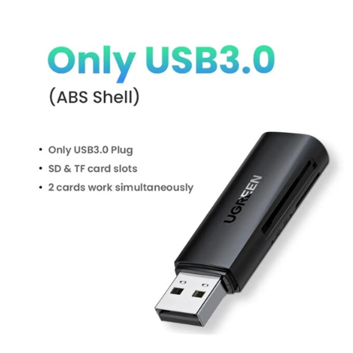 Đầu đọc thẻ SD/TF chuẩn USB 3.0 chính hãng Ugreen 60722 cao cấp