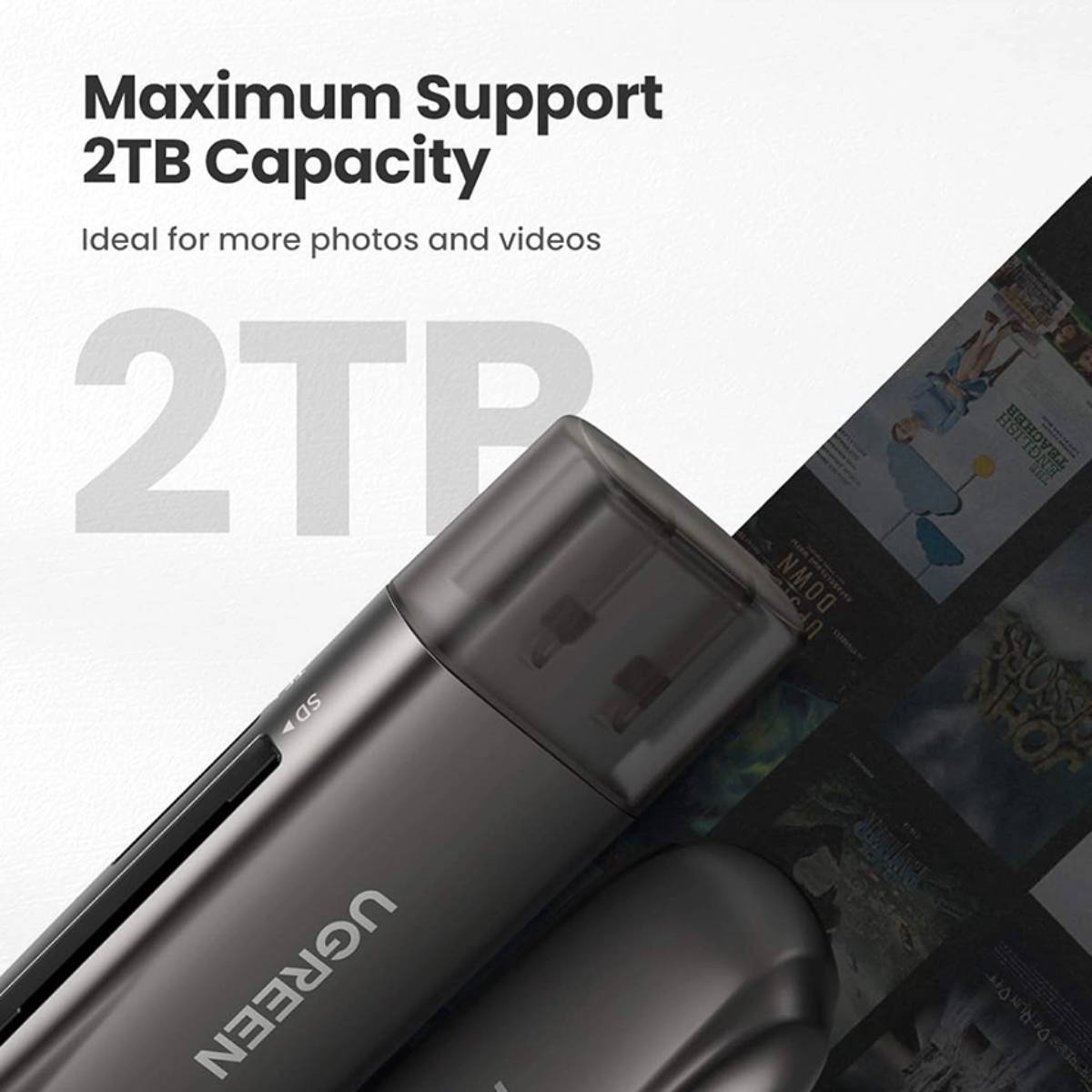 Đầu đọc thẻ USB 3.0 Ugreen 10911 CM406 hỗ trợ SD/TF, tốc độ 5Gbps, Plug and Play