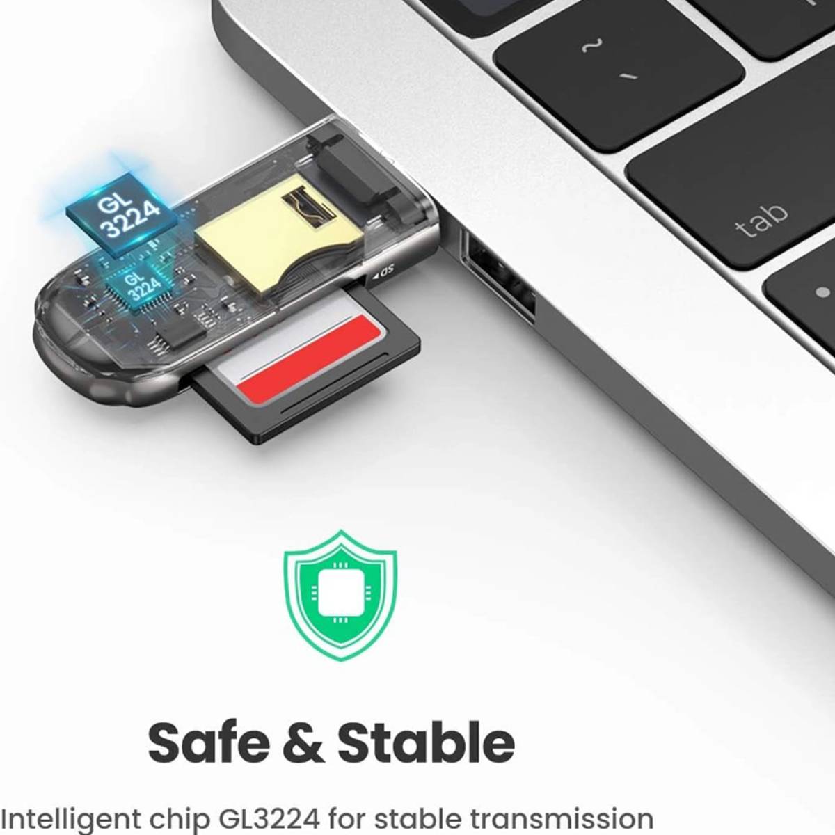 Đầu đọc thẻ USB 3.0 Ugreen 10911 CM406 hỗ trợ SD/TF, tốc độ 5Gbps, Plug and Play