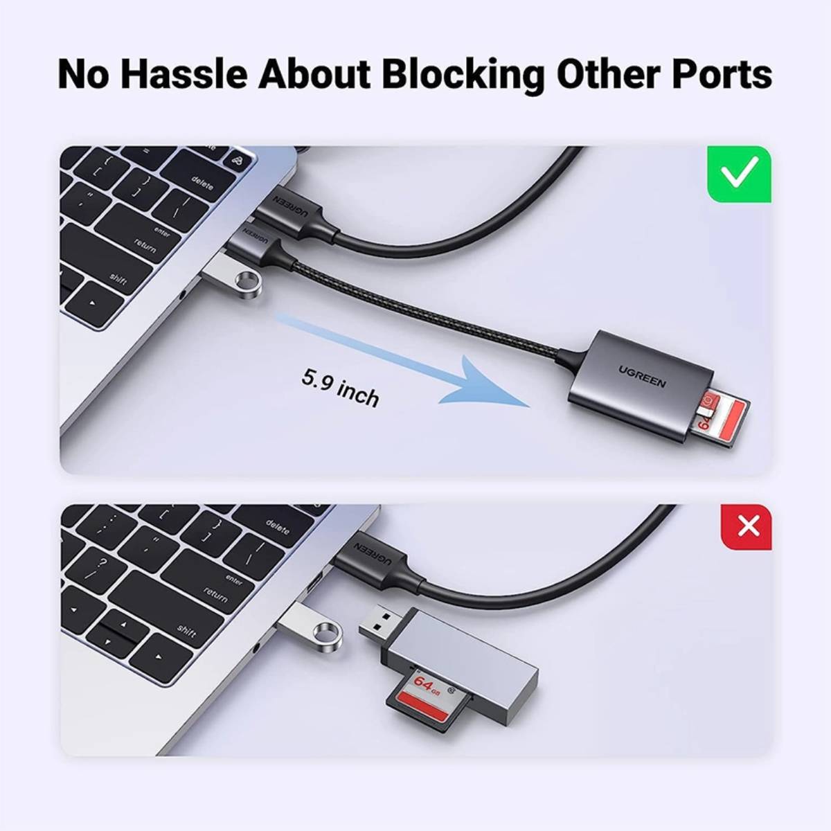 Đầu đọc thẻ chuẩn USB 3.0 Ugreen 80887 CM401 USB 3.0 to CFast 2.0, hỗ trợ SD/TF, tốc độ 5Gbps