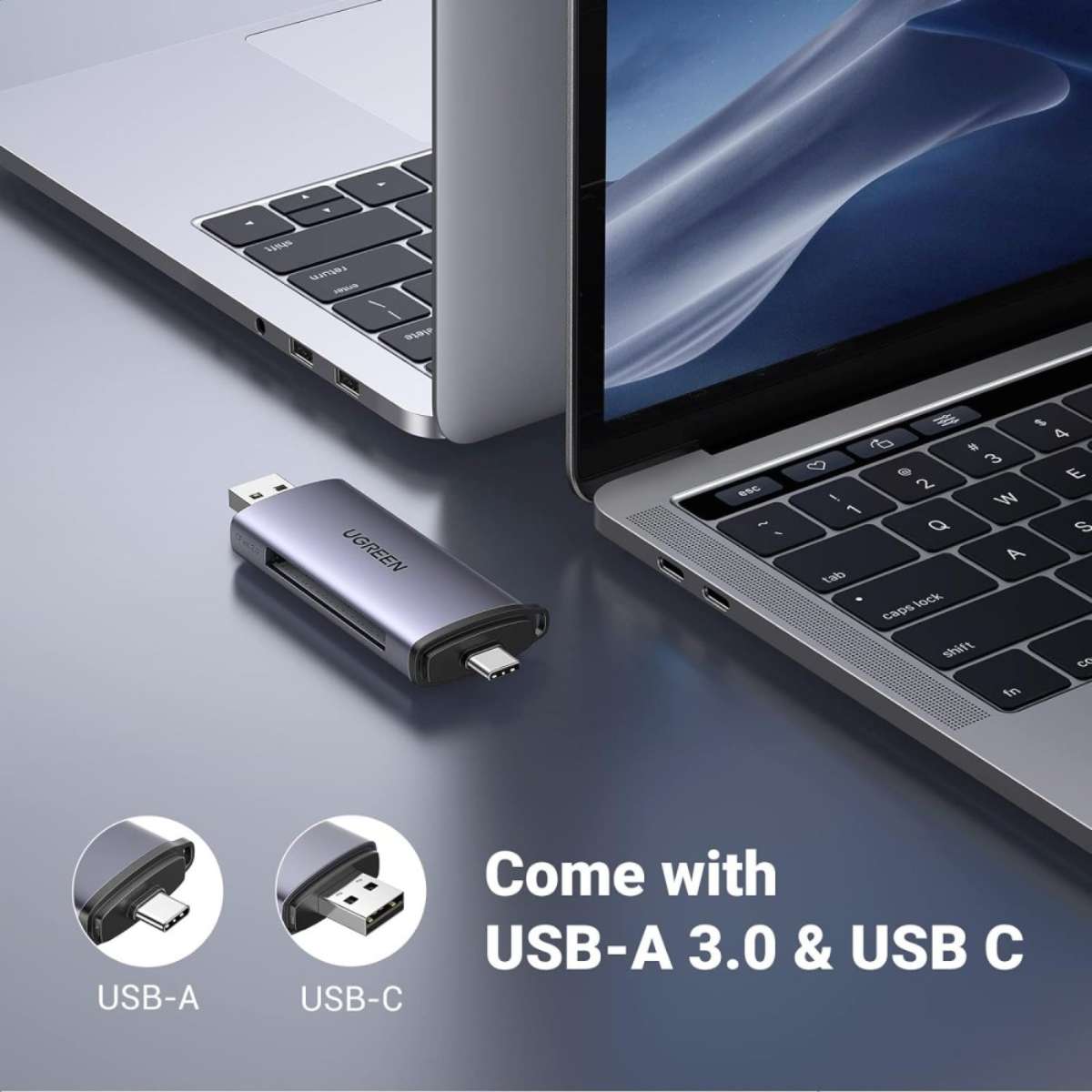 Đầu đọc thẻ nhớ USB 3.0 Ugreen 50906 CM517 hỗ trợ TF/SD, tốc độ 5Gbps, CFast 2.0