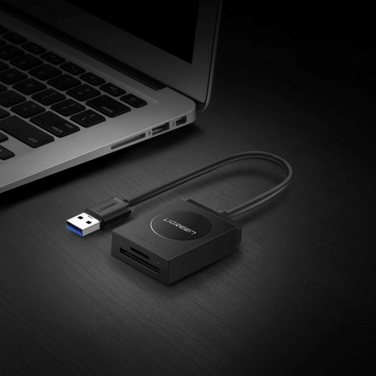 Đầu đọc thẻ nhớ USB 3.0 Ugreen 20250 CR127 dài 15cm, hỗ trợ SD+TF, tốc độ 5Gbps