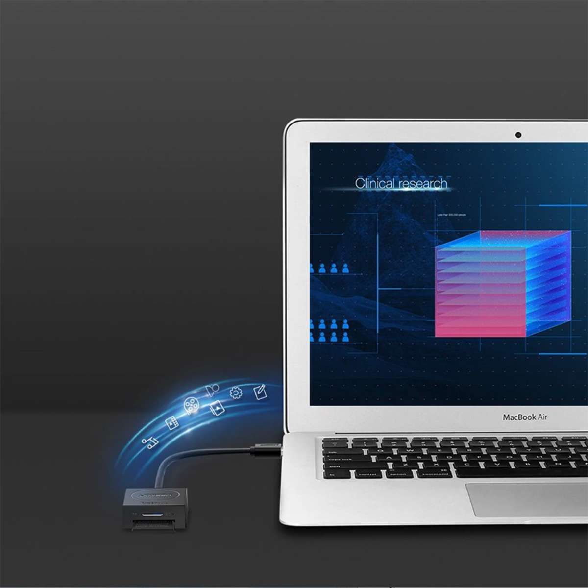 Đầu đọc thẻ nhớ USB 3.0 Ugreen 20250 CR127 dài 15cm, hỗ trợ SD+TF, tốc độ 5Gbps