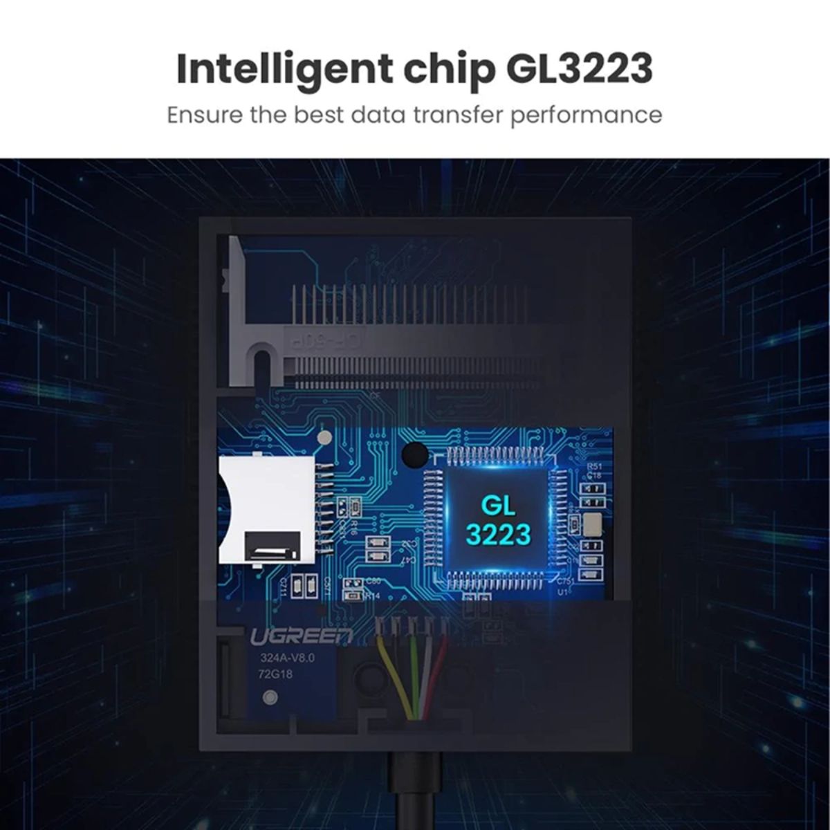 Đầu đọc thẻ USB 3.0 Ugreen 30231 CR125 dài 1m, hỗ trợ SD/TF/MS/CF, tốc độ 5Gbps, Plug and Play