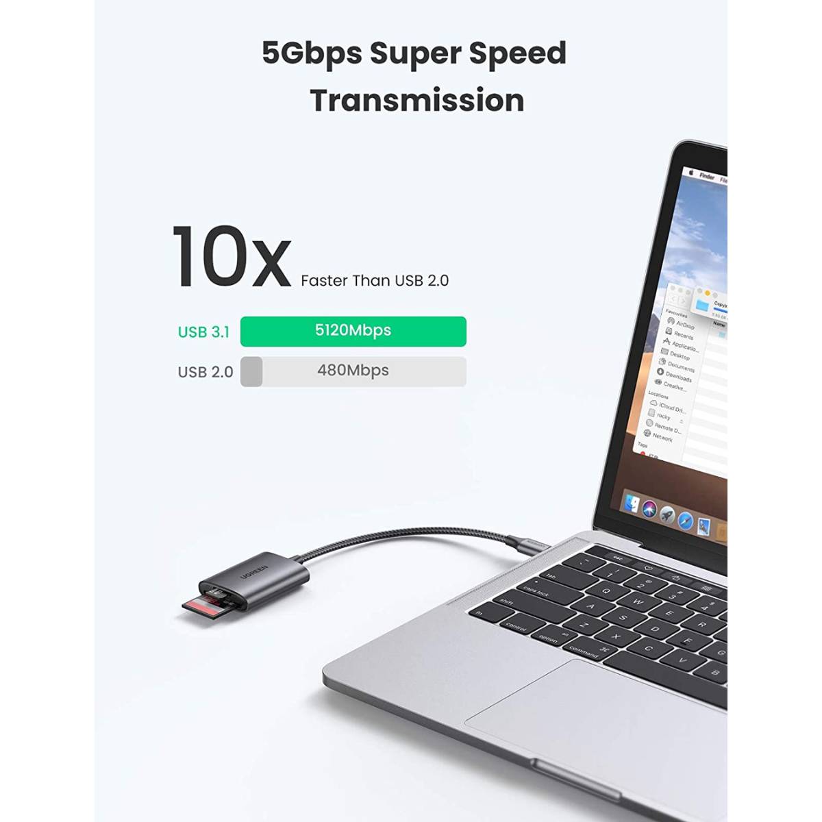 Đầu đọc thẻ SD/TF chuẩn USB 3.1 Type-C Ugreen 80888 vỏ nhôm cao cấp cao cấp