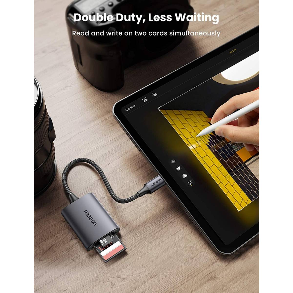 Đầu đọc thẻ SD/TF chuẩn USB 3.1 Type-C Ugreen 80888 vỏ nhôm cao cấp cao cấp
