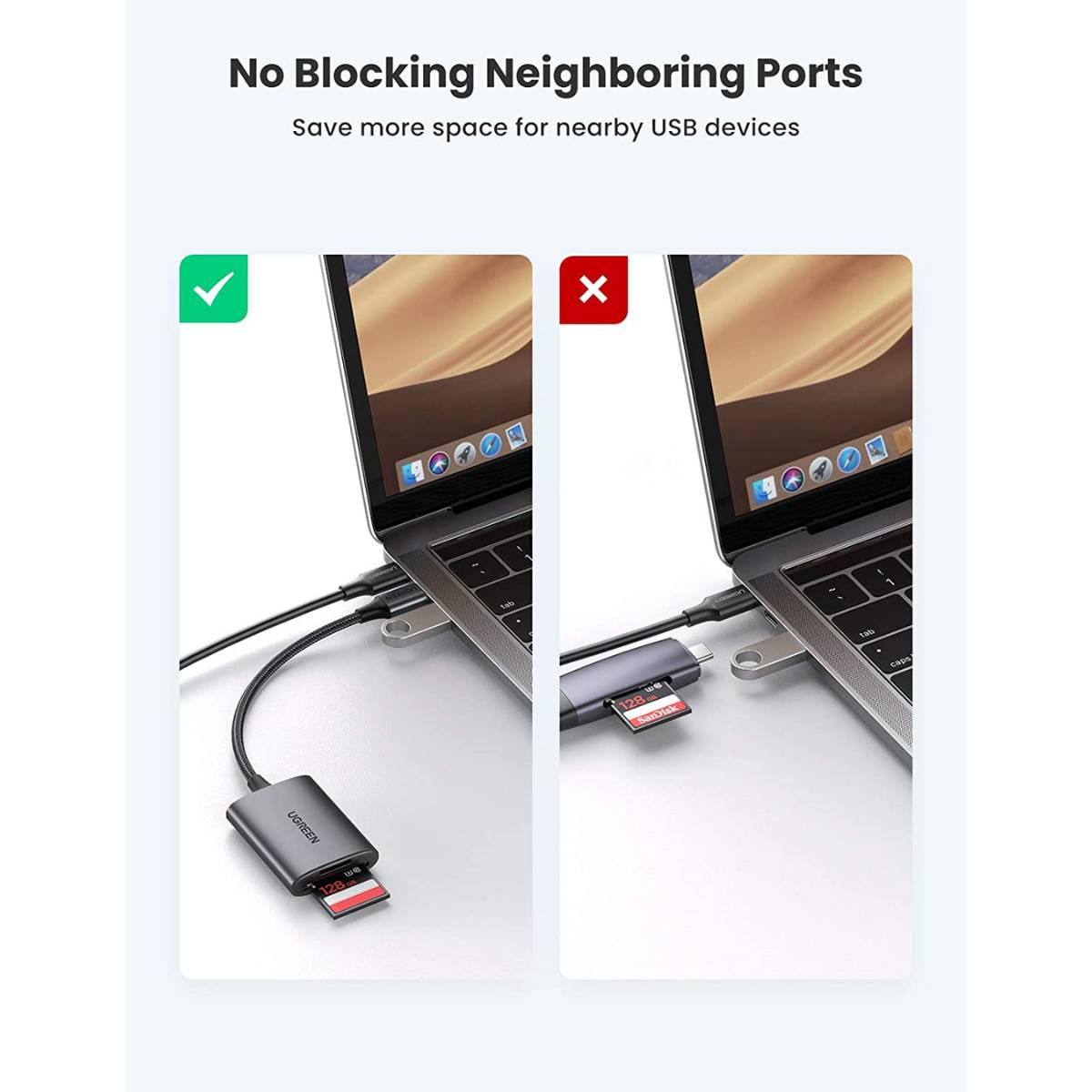 Đầu đọc thẻ SD/TF chuẩn USB 3.1 Type-C Ugreen 80888 vỏ nhôm cao cấp cao cấp