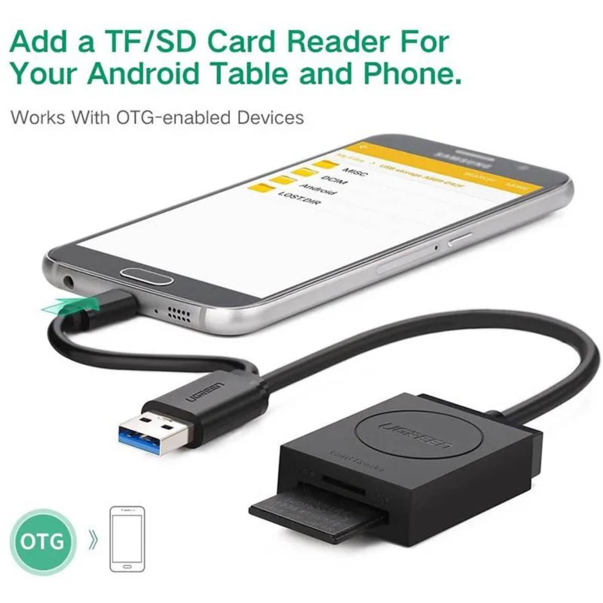 Đầu đọc thẻ USB 3.0 đến TF + SD Màu đen ABS 20203