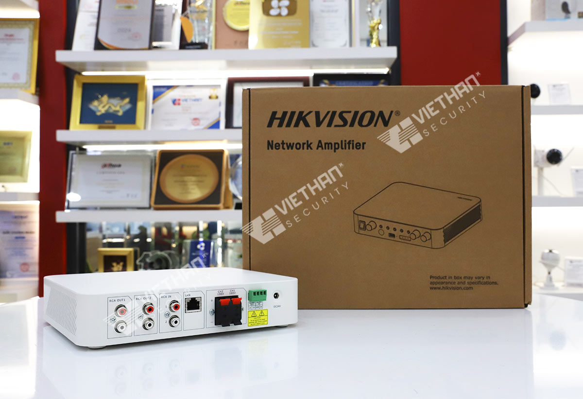 Bộ khuếch đại âm thanh Hikvision DS-QAE1A80G1-VB 80W 2-Zone, 1 cổng RJ45, Bluetooth