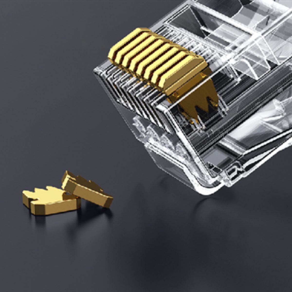 Đầu bấm mạng RJ45 Cat6 8P8C UTP mạ vàng 50U Ugreen 20840 (hộp 100c)