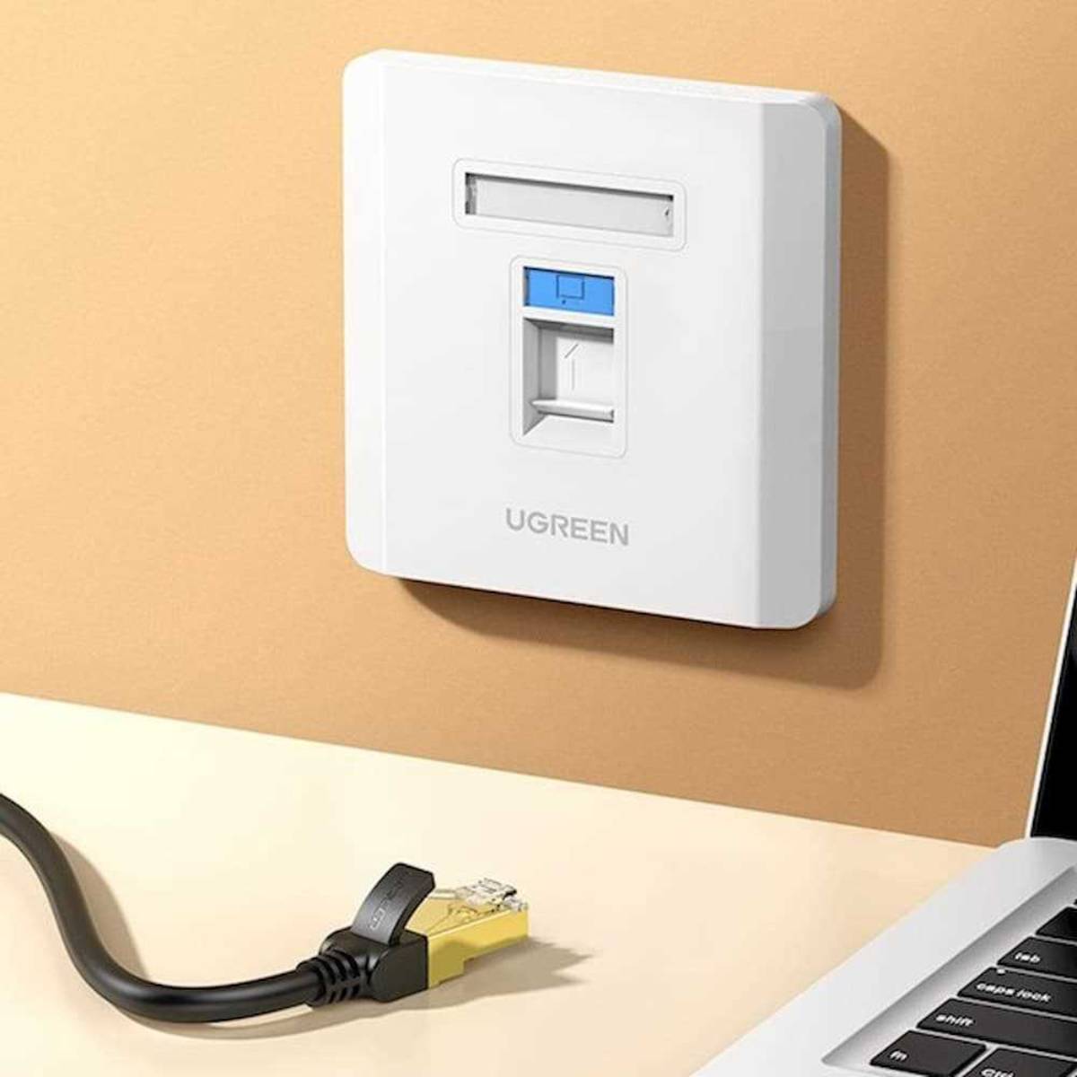 Mặt nạ âm tường RJ45/ RJ11 1 cổng Ugreen 80180 chính hãng cao cấp 