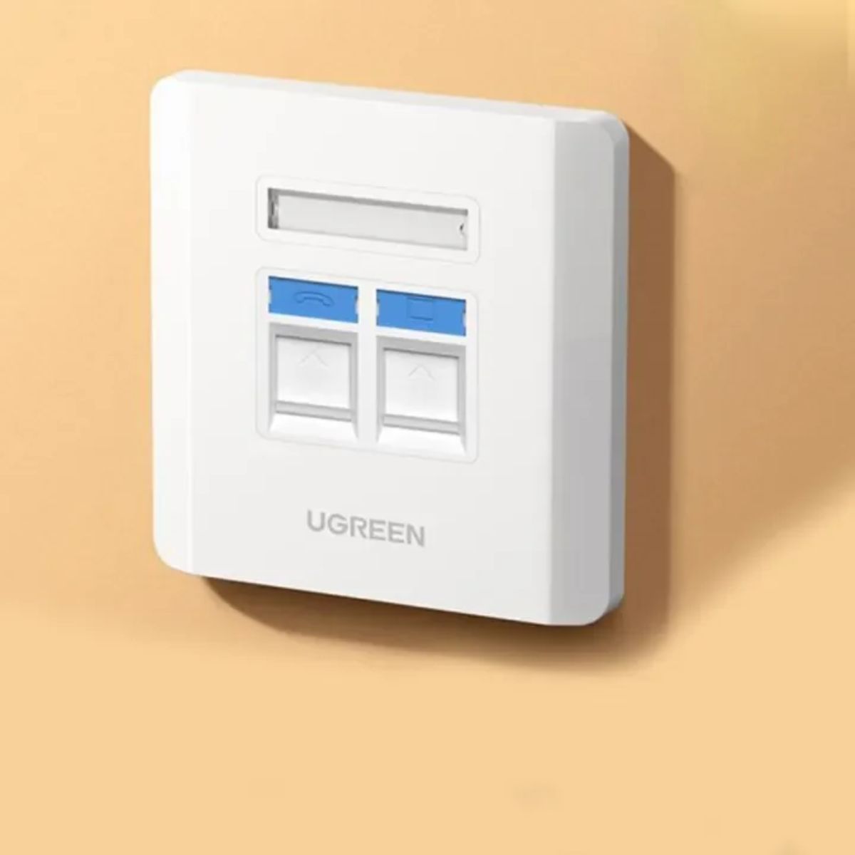 Mặt nạ âm tường RJ45/ RJ11 2 cổng Ugreen 80182 chính hãng cao cấp