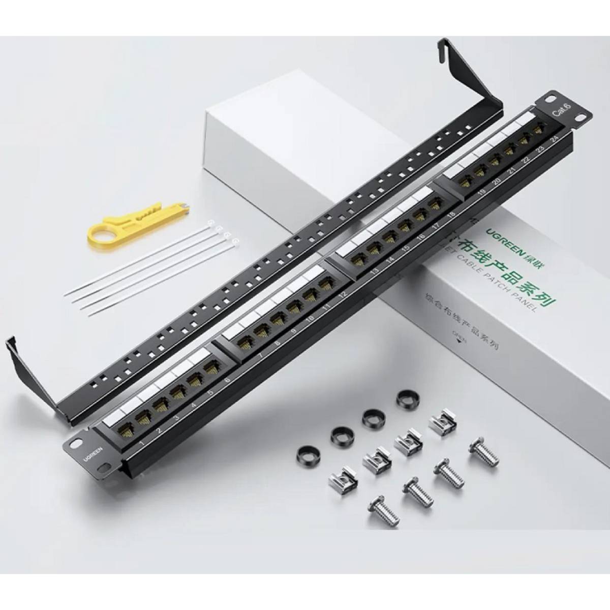 Thanh đấu nối, Patch Panel Cat 6 24 cổng moduler liền UGREEN 70423 cao cấp