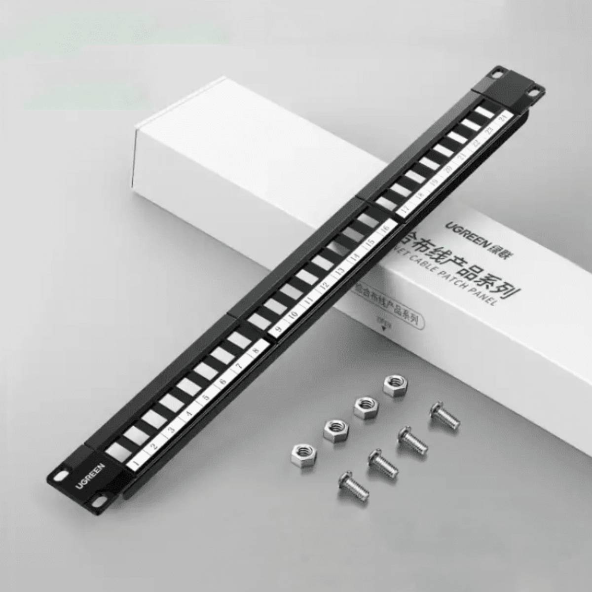 Thanh Patch Panel Utp Ethernet Cat5E và Cat6 24 cổng kim loại UGREEN NW154 80445