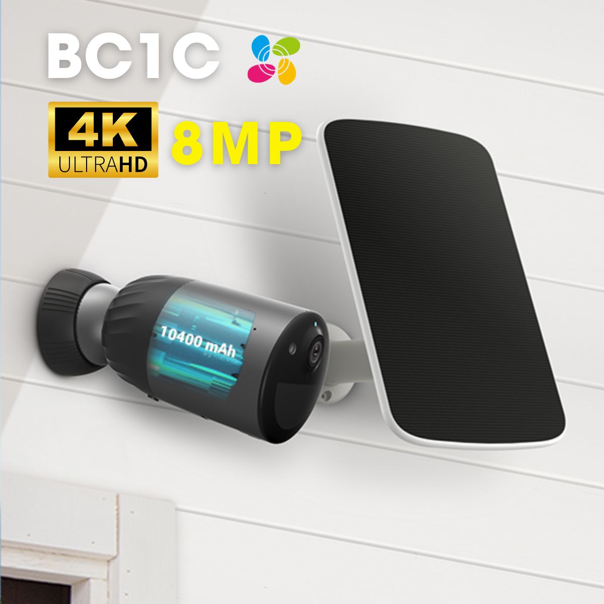 Camera Ezviz BC1C 4K 8MP, tích hợp pin mặt trời, wifi, hồng ngoại 30m và đàm thoại hai chiều