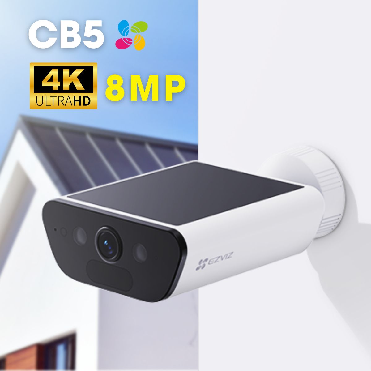 Camera wifi dùng pin Ezviz CB5 4K 8MP Color Night Vision, hồng ngoại 30m, đàm thoại hai chiều, phát hiện người/xe