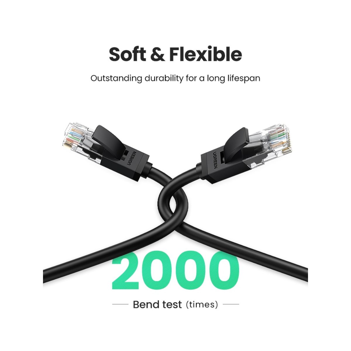 Cáp mạng đúc sẵn CAT6 UTP 26AWG tròn dài 8m Ugreen 20163