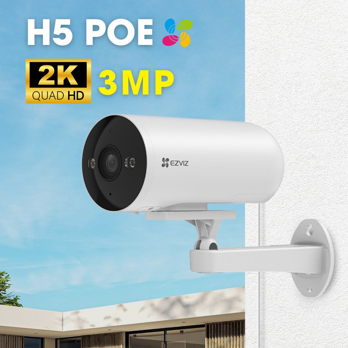 Camera an ninh Ezviz CS-H5 2K 3MP, PoE, đàm thoại hai chiều, hồng ngoại 30m, IP67