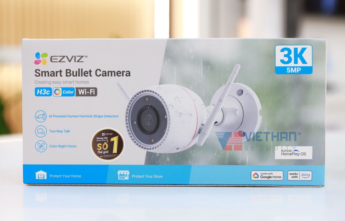 Camera ngoài trời Ezviz H3C 3K 5MP, ghi hình màu ban đêm 30m, chủ động phòng vệ, nhận biết cử chỉ