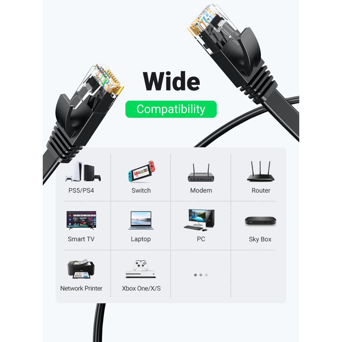 Cáp mạng đúc sẵn Cat6 dẹt dài 0,5m chính hãng Ugreen 50172 cao cấp