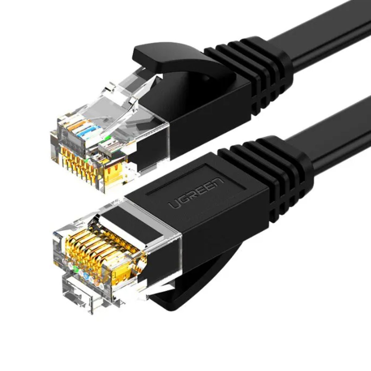 Cáp mạng đúc sẵn dẹt Cat6 dài 8m 26AWG Ugreen 50177 cao cấp (màu đen)