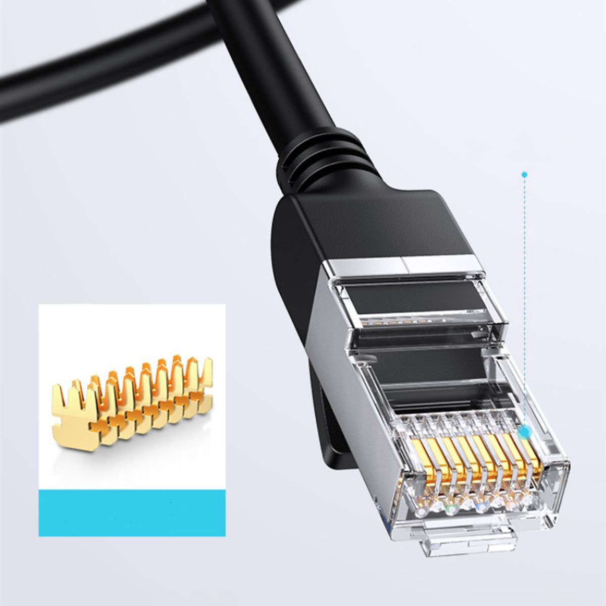 Cáp mạng đúc sẵn dẹt Cat6 dài 8m 26AWG Ugreen 50177 cao cấp (màu đen)