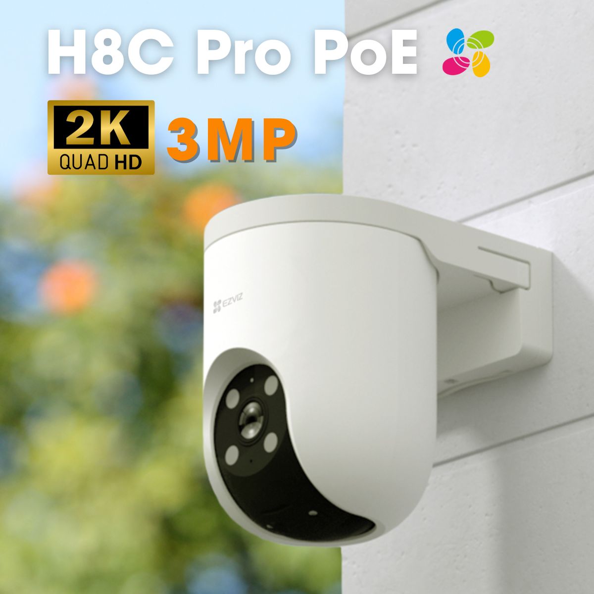 Camera POE Ezviz H8C Pro 2K 3MP wifi, ghi hình màu ban đêm, AI nhận diện người, đàm thoại hai chiều