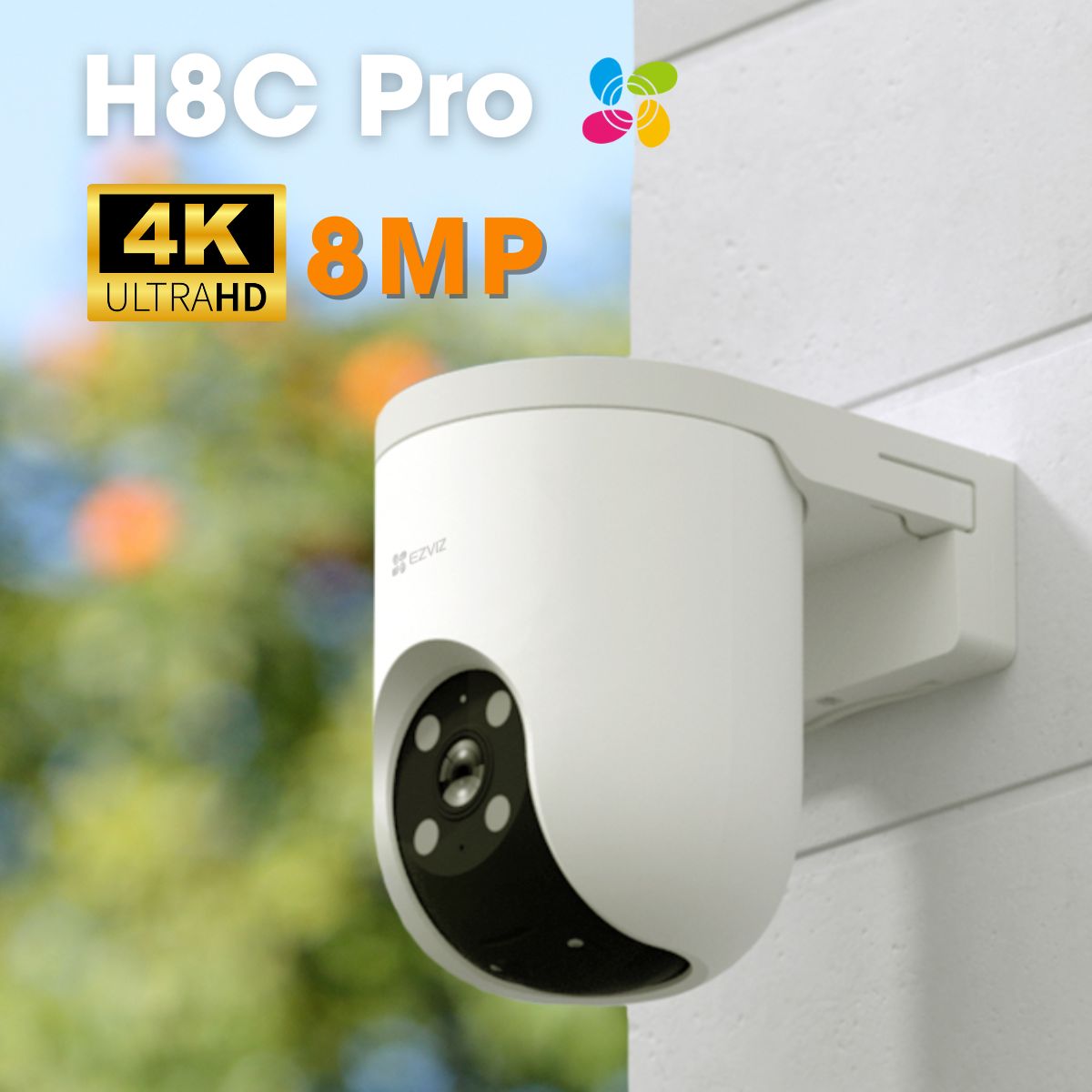 Camera Ezviz H8C Pro 4K 8MP quay quét 360 độ, AI nhận diện người/xe, đàm thoại hai chiều, auto zoom