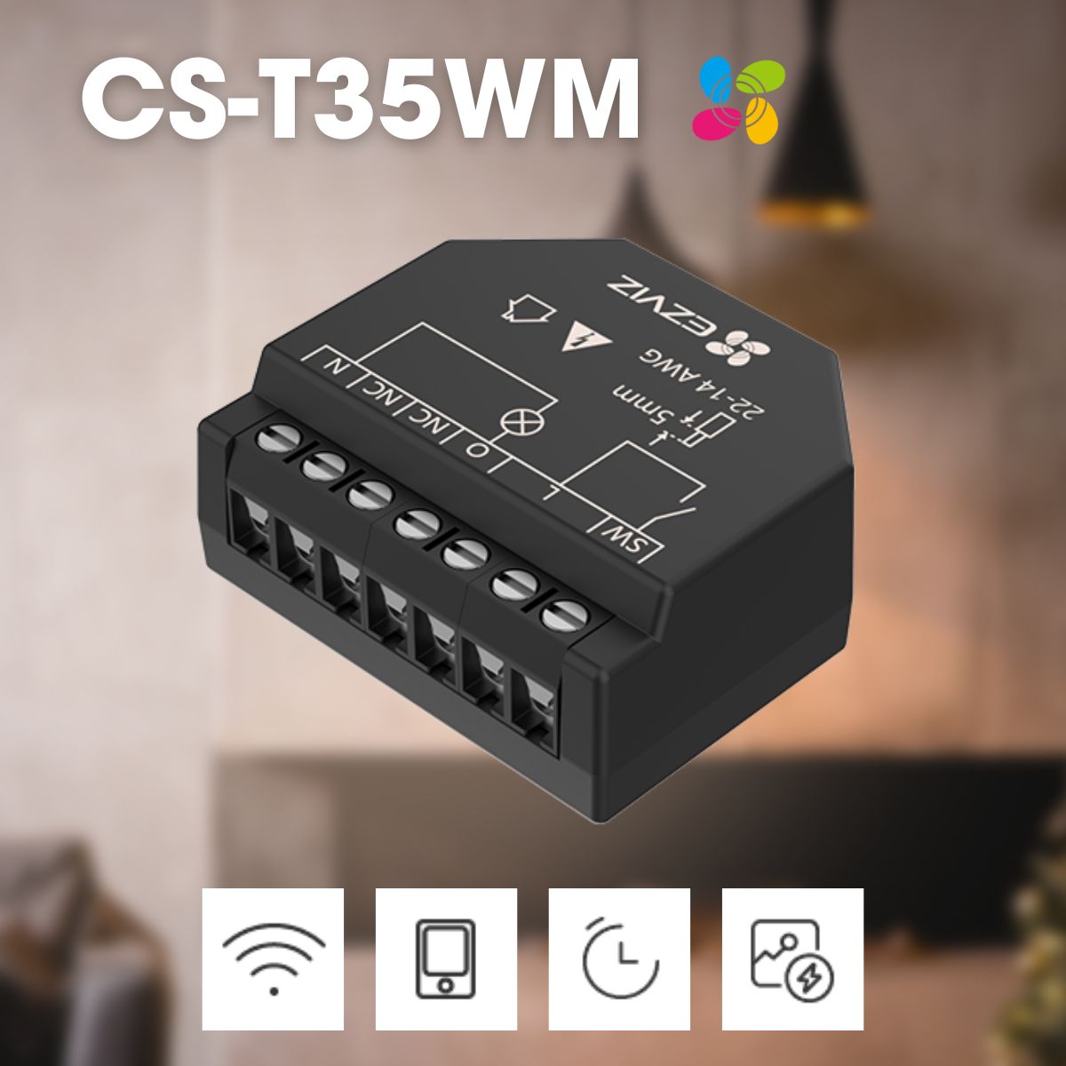 Mạch điều khiển Wifi Ezviz CS-T35WM quản lý bằng app, hẹn giờ bật/tắt, đo mức tiêu thụ điện