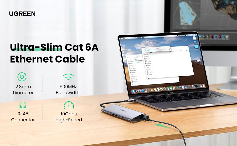 Cáp mạng đúc sẵn Cat6a dài 0,5m chính hãng Ugreen 70331 cao cấp