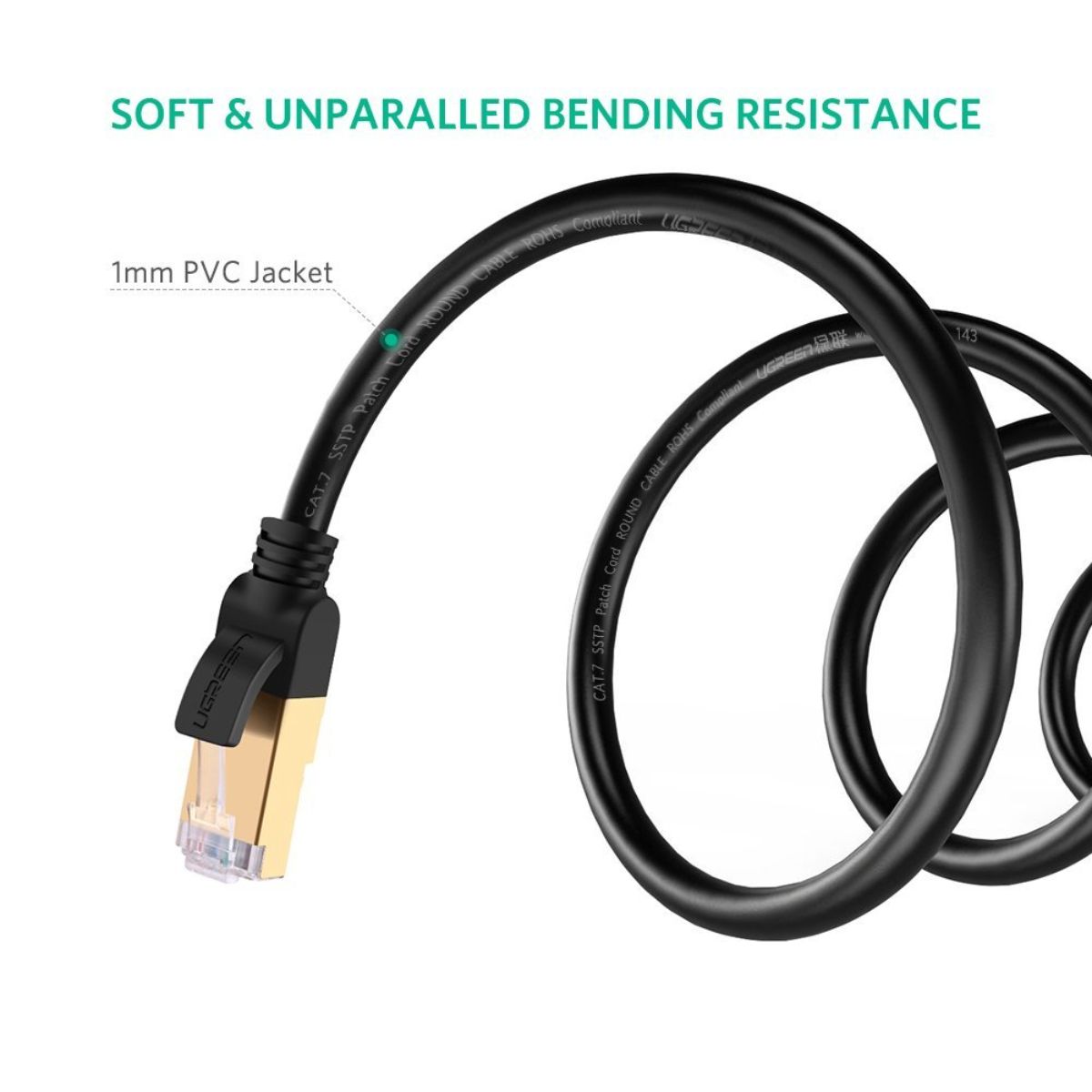 Cáp mạng đúc sẵn Cat7 dài 1m tròn chính hãng Ugreen 11268