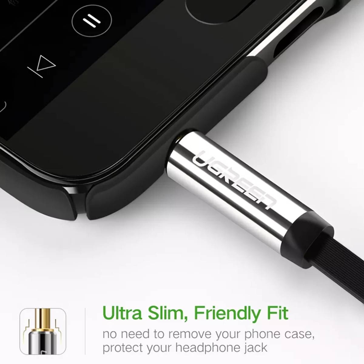 Cáp Audio 3.5mm dây tròn 1,5M Ugreen 10734 chính hãng