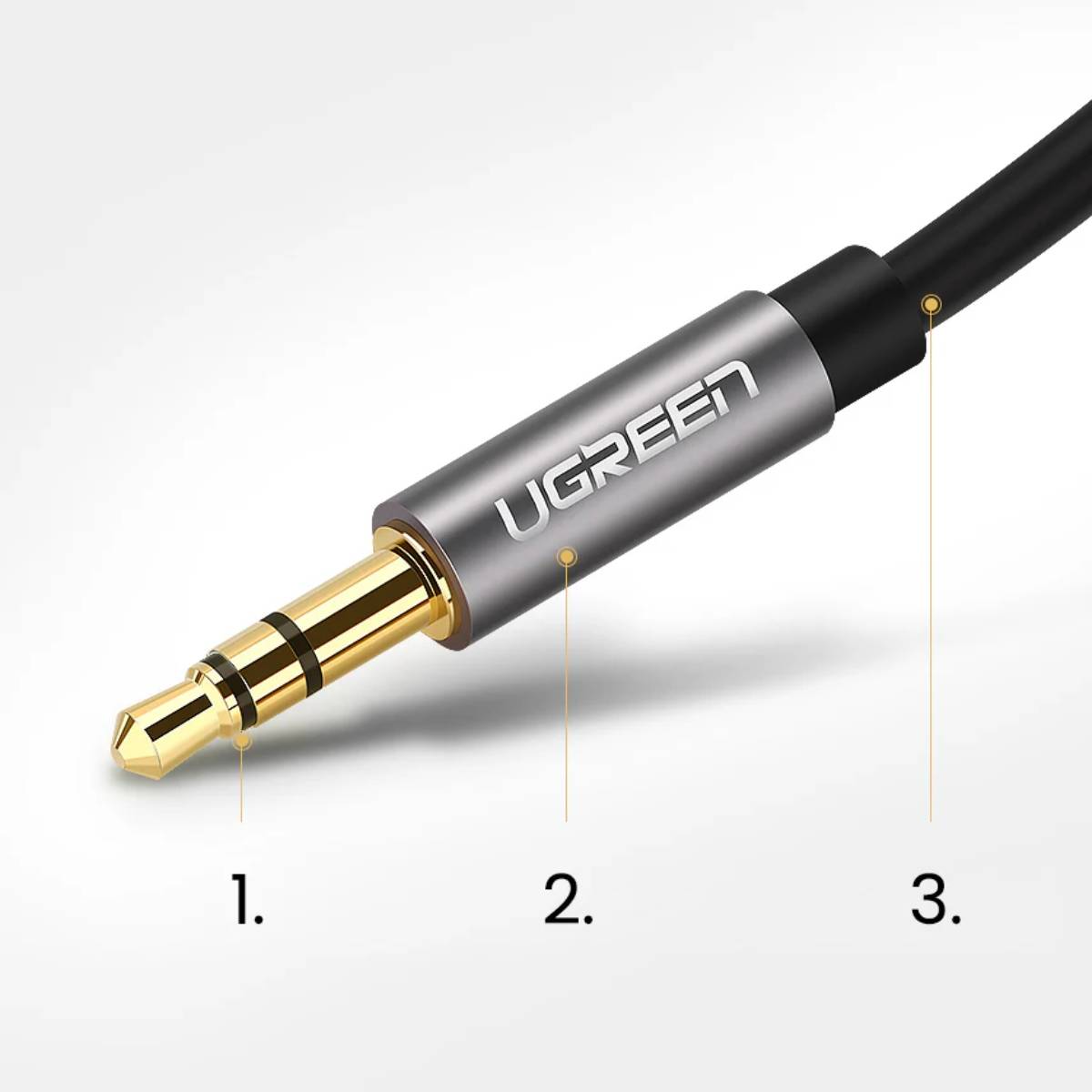 Cáp Audio 3.5mm dây tròn 5M Chính hãng Ugreen 10737 mạ vàng 24K