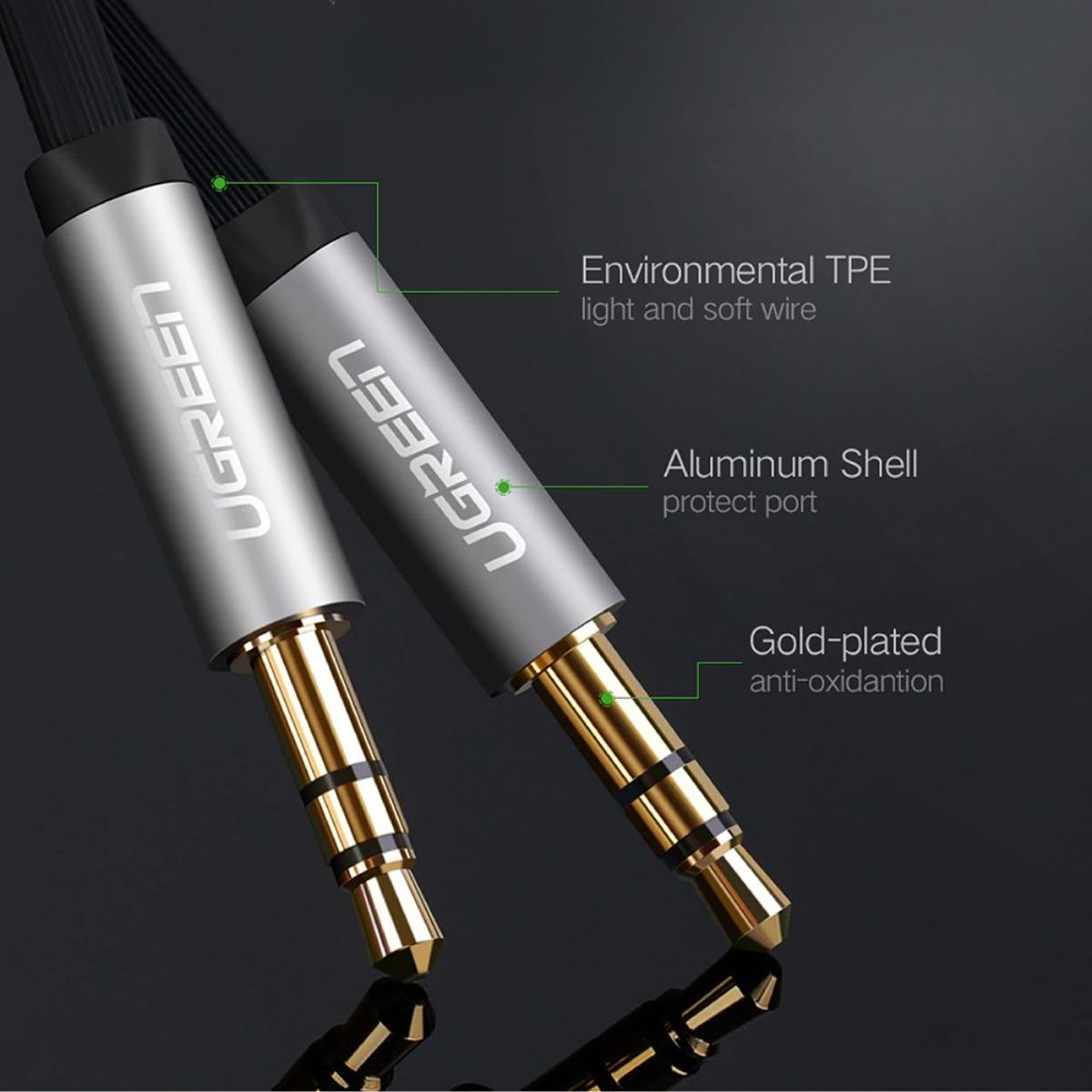 Cáp Audio 3.5mm 1.5M đầu bẻ góc 90 độ Ugreen 10598 chính hãng