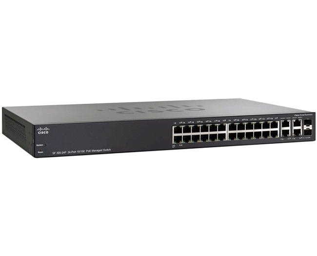 Switch Cisco SRW224G4P-K9 24 port 10/100; 2 port 10/100/1000 ports; 2 Combo mini-GBIC ports.12 PoE (180W)