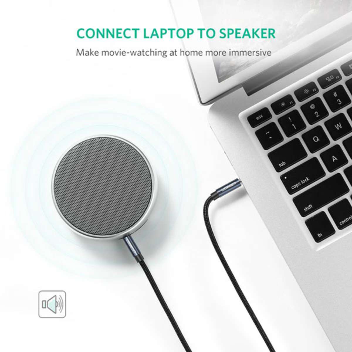 Cáp Audio AUX 3.5mm trên ô tô dài 2m chính hãng Ugreen 10687 cao cấp