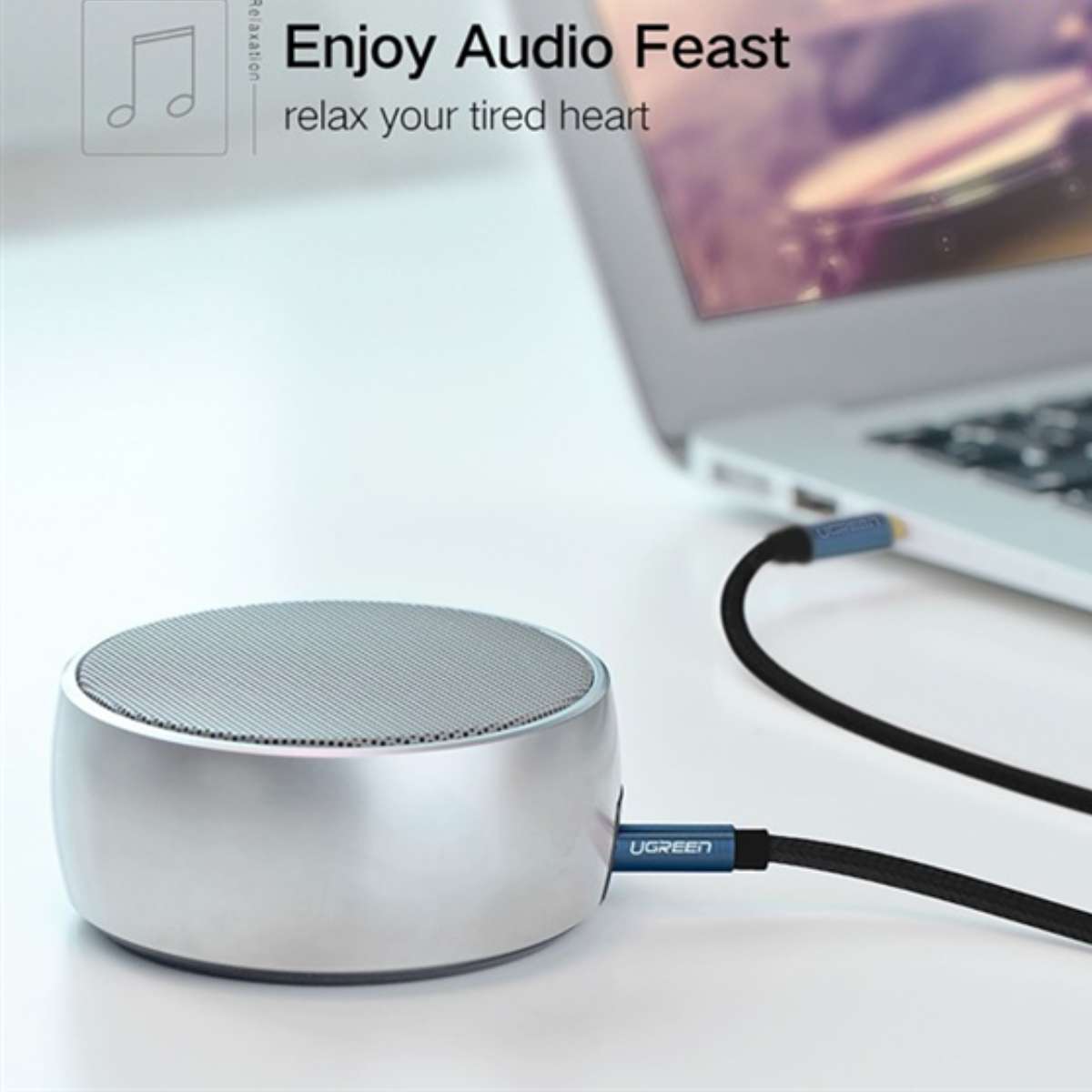 Cáp audio 3.5mm dài 3m dây bọc dù đầu bọc hợp kim Ugreen 10688 cao cấp