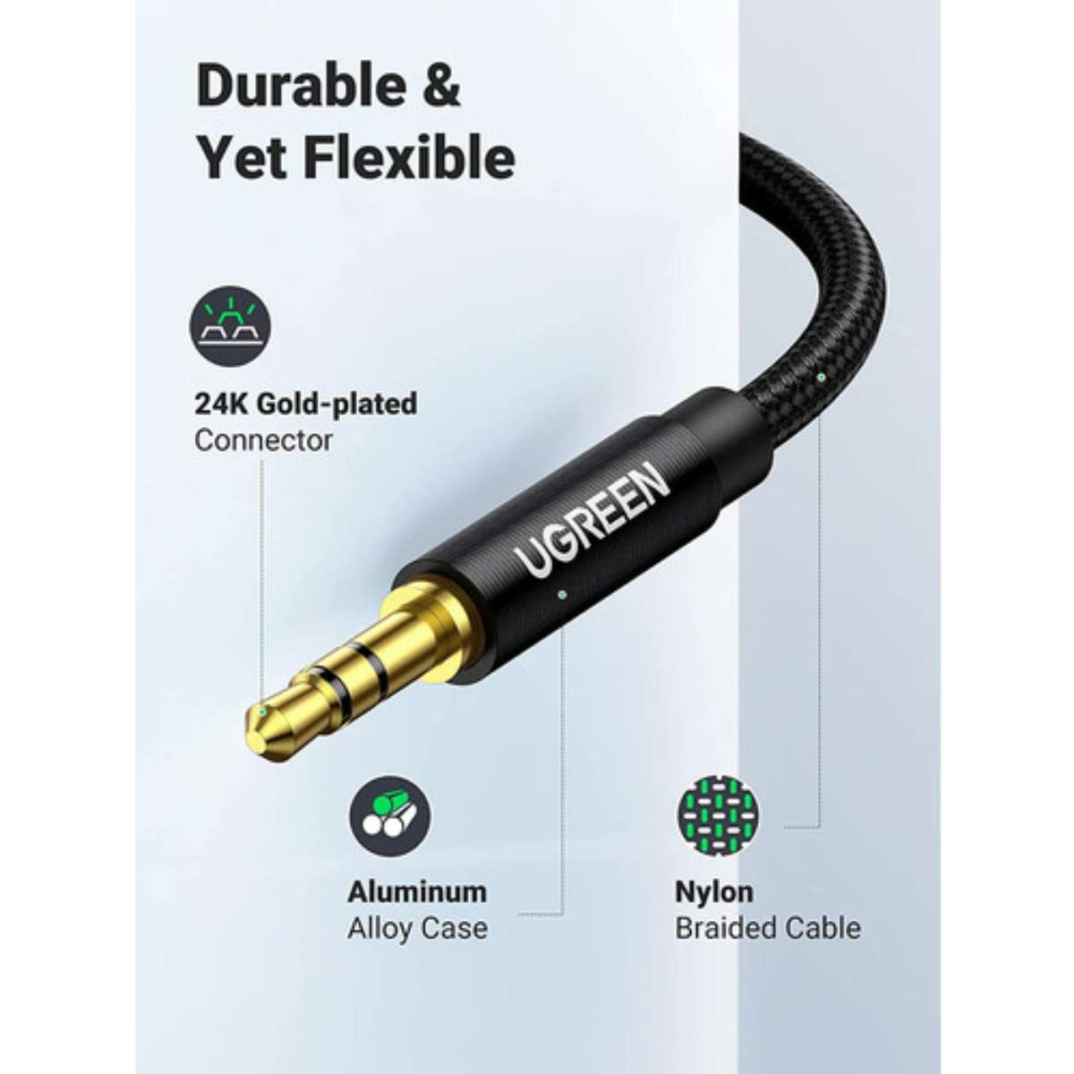 Cáp âm thanh 3.5mm 2 đầu dương dài 1m Ugreen 50361 Chính Hãng