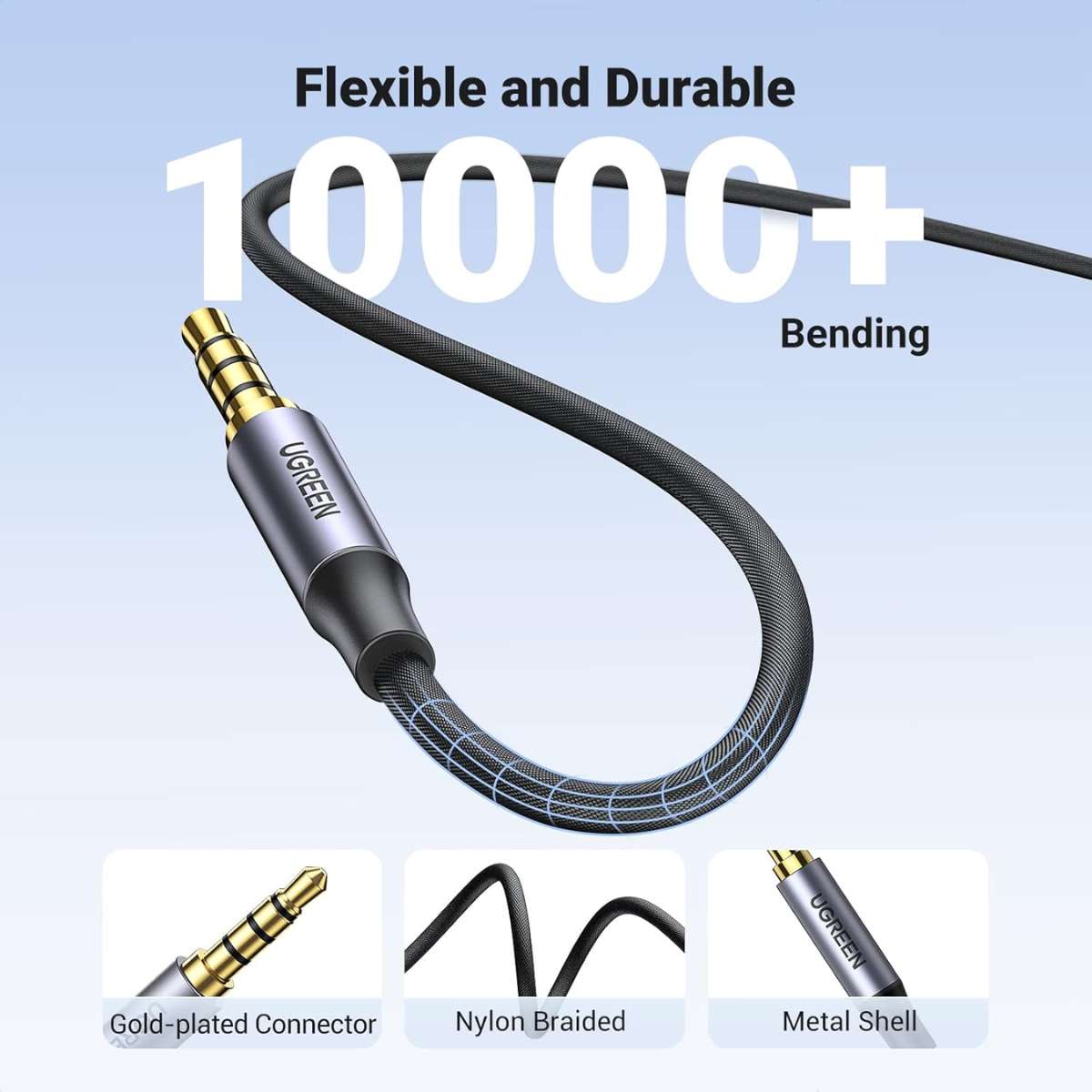 Cáp đực 3.5mm Vỏ nhôm bện 1M 10648