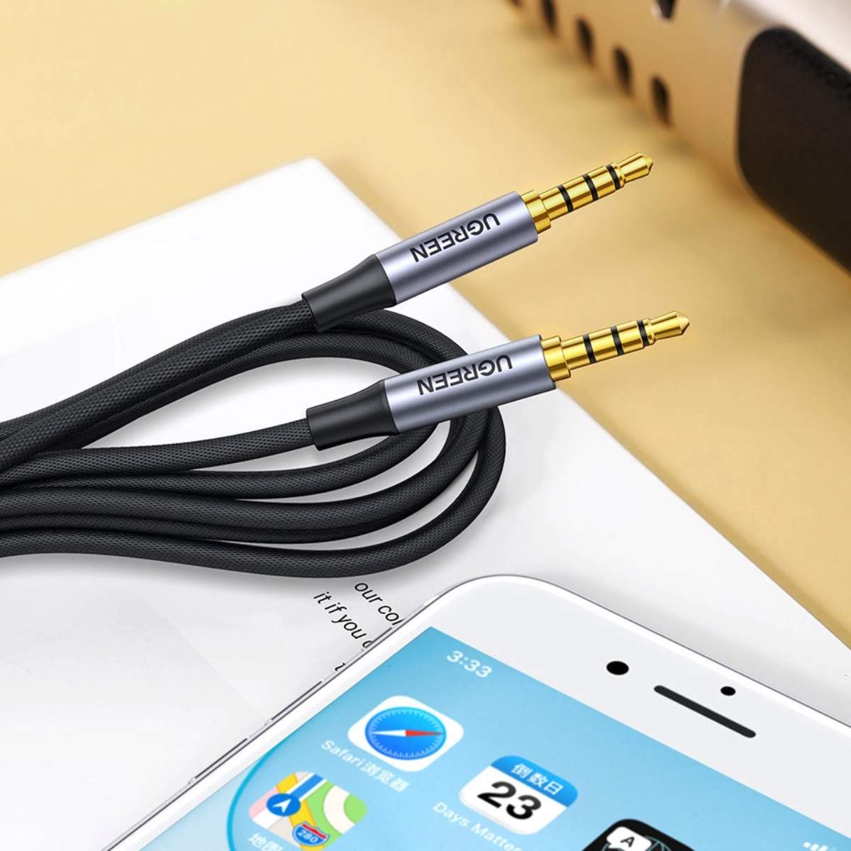 Cáp Audio M/M 4 Cực Ugreen 3.5mm Vỏ Alu 5m 90788