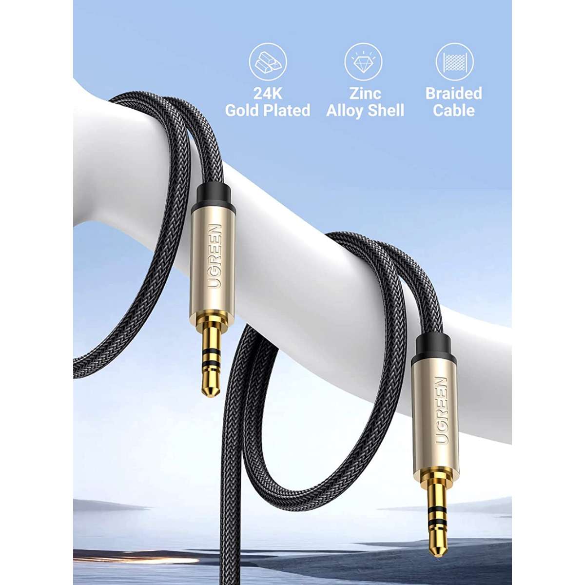 Cáp Audio 3.5mm dài 0.5M Ugreen 10601 mạ vàng chính hãng