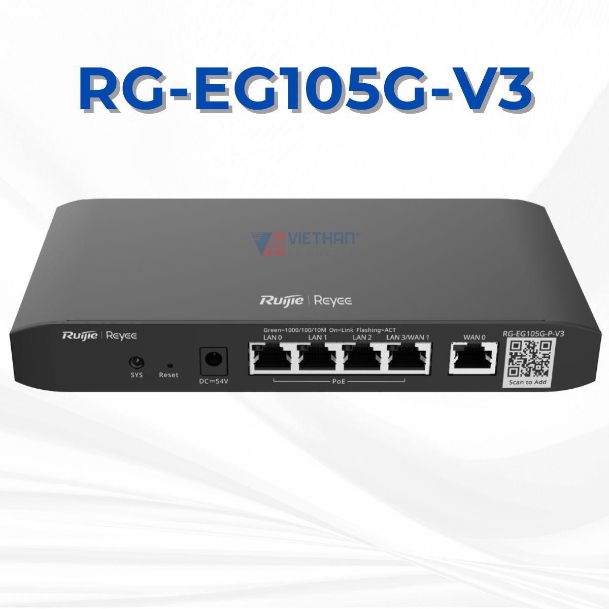  Router cân bằng tải Smart Gateway Ruijie RG-EG105G-P-V3 100 Users, 5 cổng 1000BASE-T 