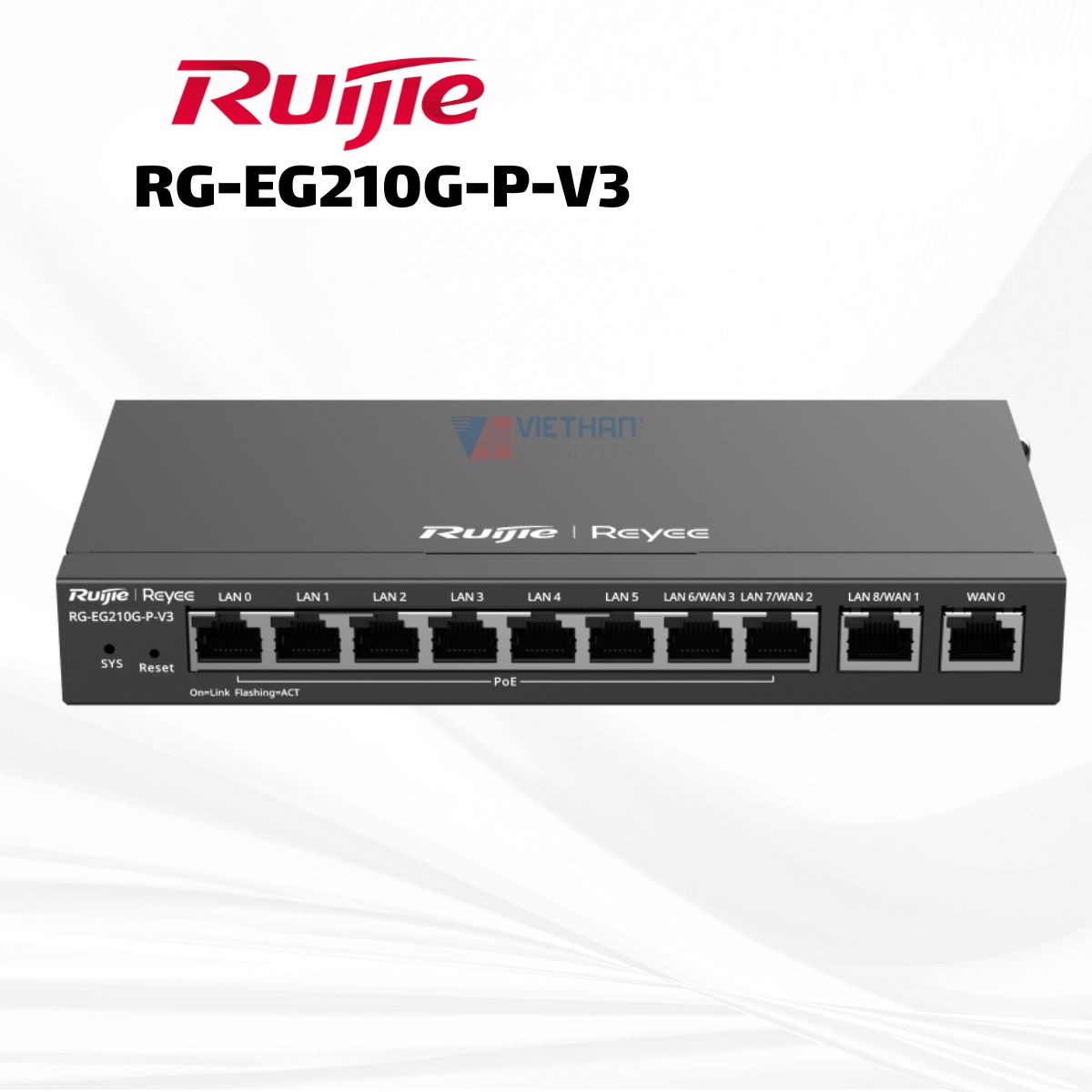  Bộ định tuyến Ruijie RG-EG210G-P-V3, Quản lý Cloud, Hỗ trợ 200 Users, Tốc độ 600 Mbps. 