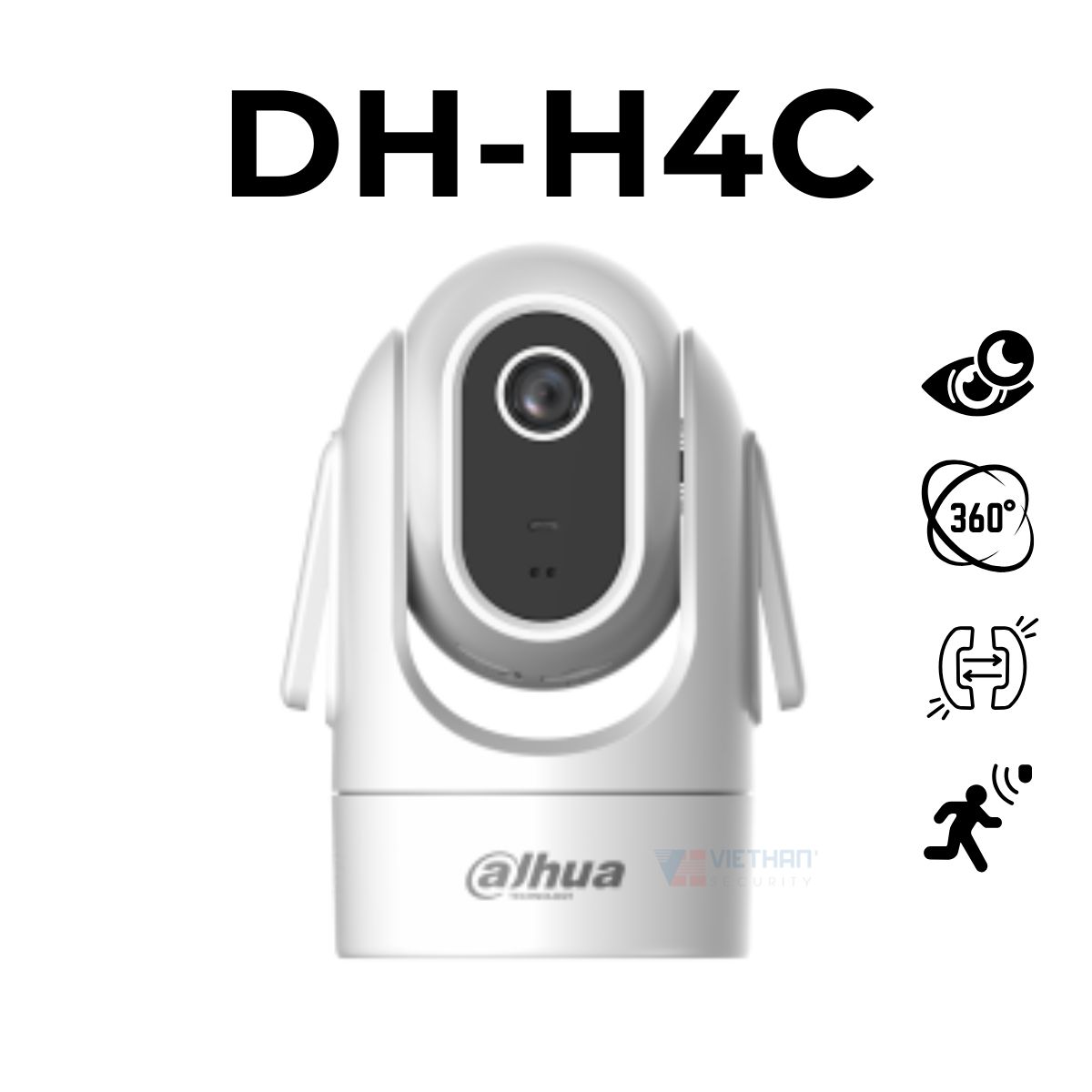 Camera Wifi trong nhà DAHUA DH-H4C 4MP 2K, hồng ngoại 15m, đàm thoại 2 chiều, âm thanh cảnh báo.