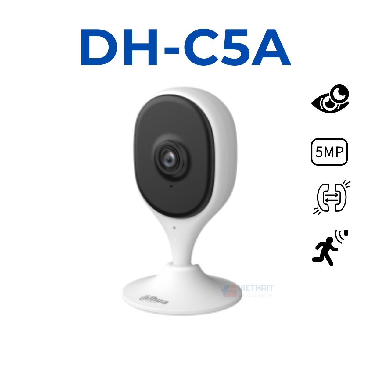 Camera Wifi cố định DAHUA DH-C5A 5MP, Wifi 6, phát hiện người, đàm thoại 2 chiều 