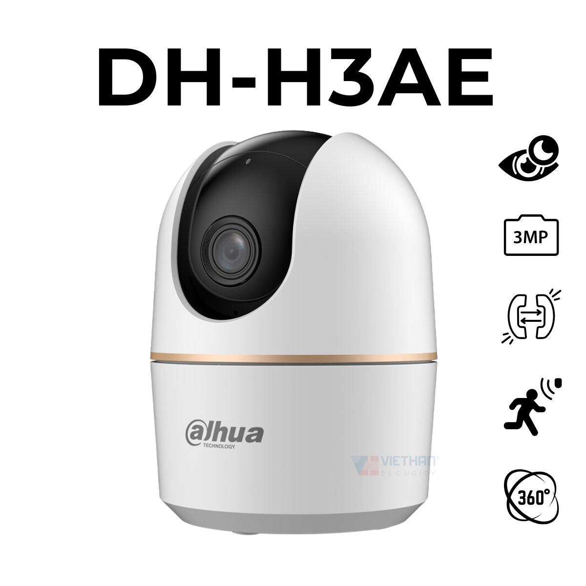 Camera wifi trong nhà Dahua DH-H3AE 3MP, Phát hiện người, Đàm thoại 2 chiều